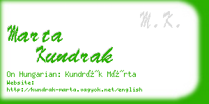 marta kundrak business card